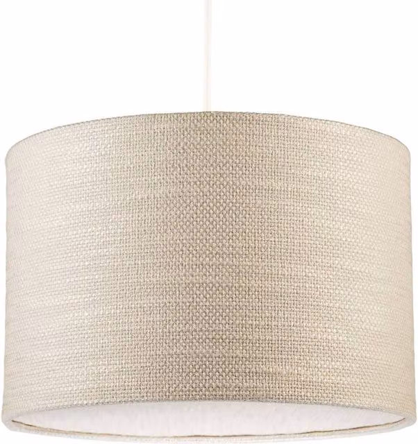 Happy Homewares Coconut Milk Textured Linen Pendant Lighting Shade with Diffuser in Beige – 1