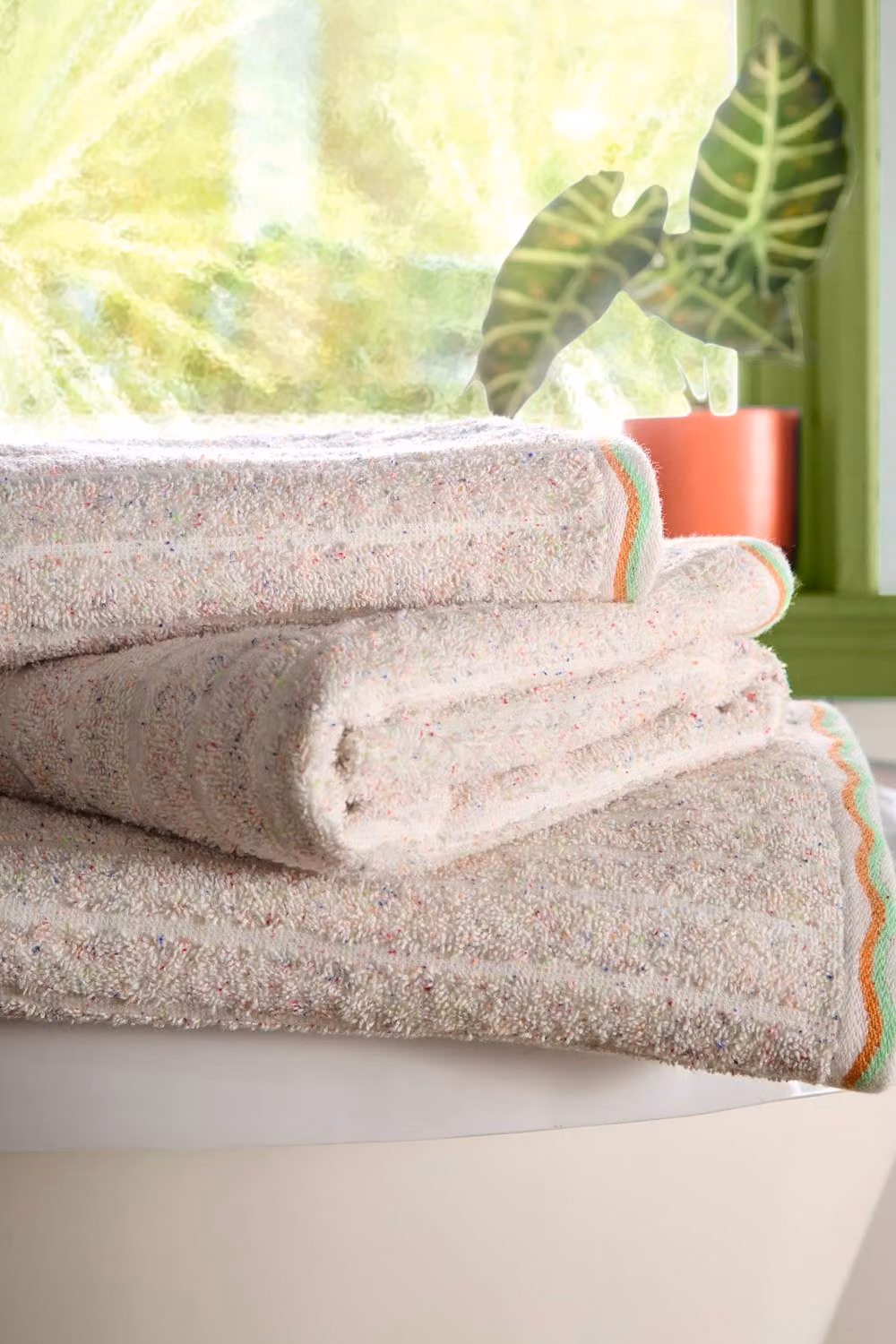 Fusion Speckle Rib 100% Cotton Fluffy Towel in Sand/Beige – 2