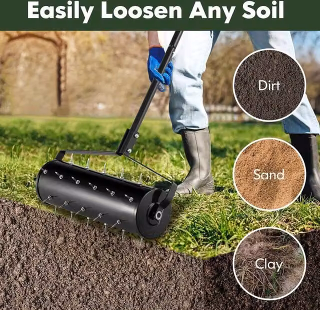 NESTLUNE Manual Lawn Aerator for Soil Loosening, Black – 1