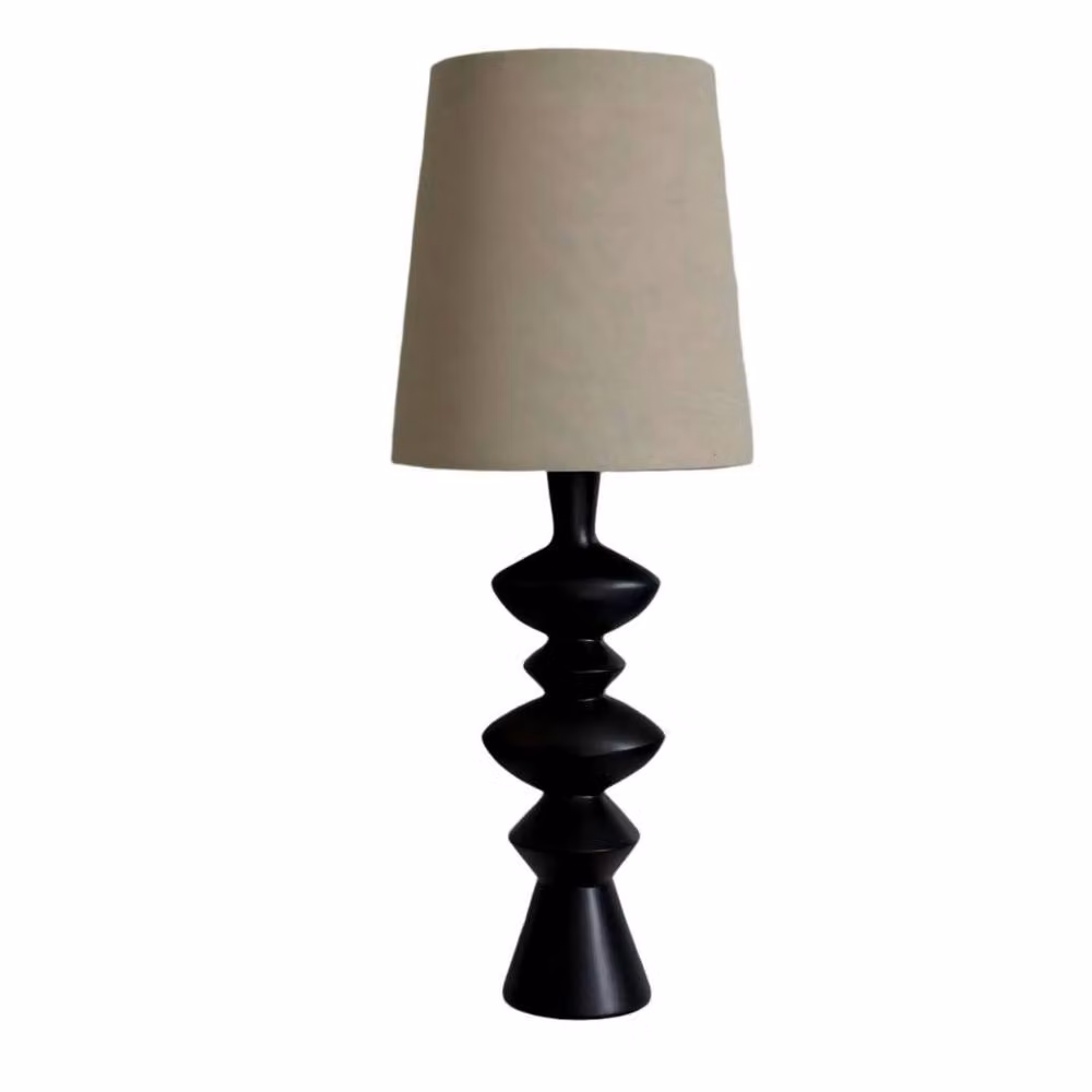 Pagazzi Cheryll Black Resin Table Lamp with Beige Fabric Shade – 2