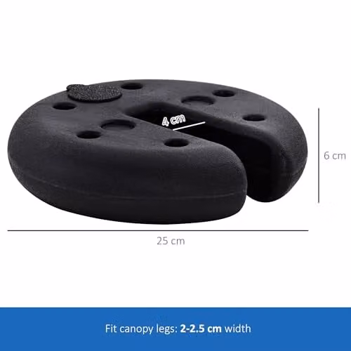 Outsunny Set of 4 Sand Fillable Gazebo Canopy Weights in Black Plastic – 3