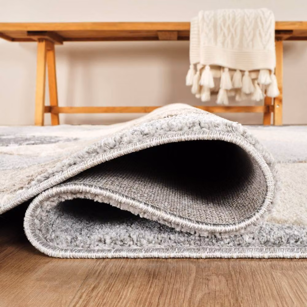 Desire Rugs Santiago Modern Geometric Patterned Carved Area Rug in Beige, W: 290 cm, D: 200 cm – 4