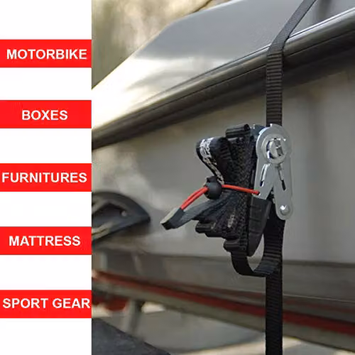 Master Lock Ratchet Tie Down Strap with S-Hooks, Black, Pack of 2, Strap Length: 4.25 m, Strap Width: 25 mm – 3