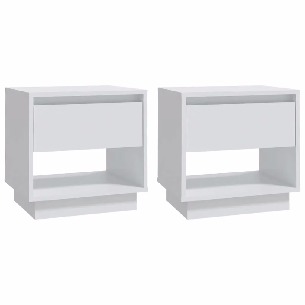 Berkfield Home Set of 2 White Bedside Cabinets in Engineered Wood, W: 45 cm, D: 34 cm, H: 44 cm – 2