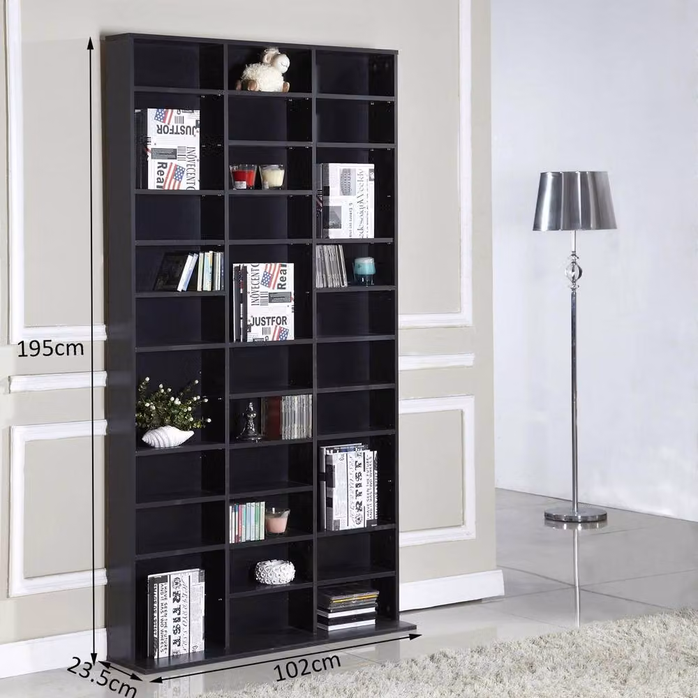 STILVORA Media Storage Unit in Black with Adjustable Shelves, W/H: 102 x 195 cm – 3