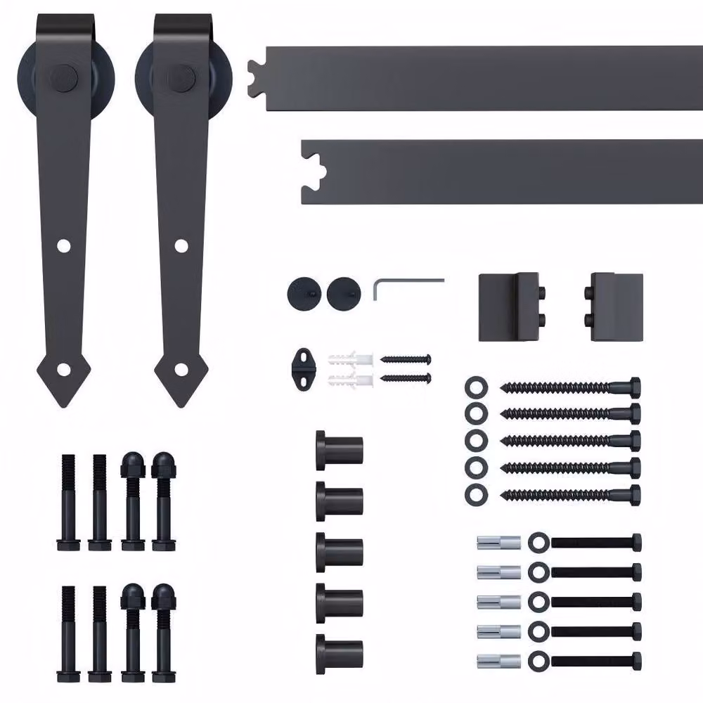STILVORA Sliding Door Kit for Single Wooden Door in Brown Carbon Steel – 4