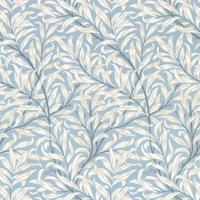 Clarke Clarke Blue Willow Bough Leaf Botanical Floral Art Nouveau Wallpaper