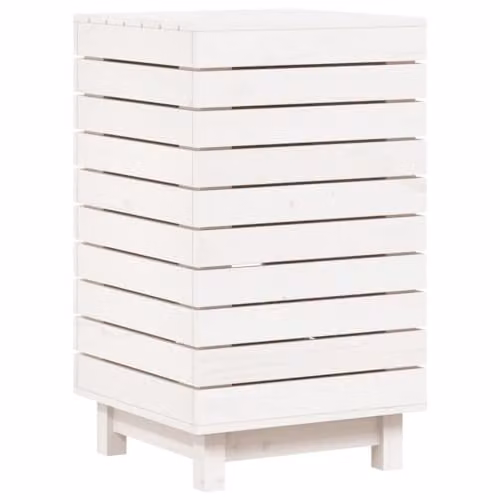 vidaXL White Solid Wood Pine Laundry Basket W: 44 cm, D: 44 cm, H: 76 cm