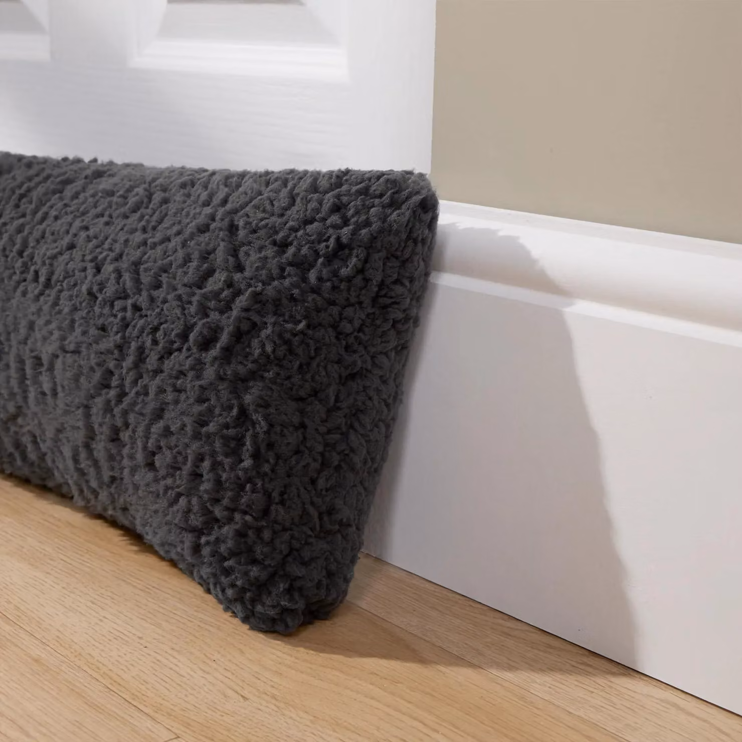 OHS Teddy Fleece Draught Excluder in Anthracite Grey, W 90 cm x D 20 cm – 2