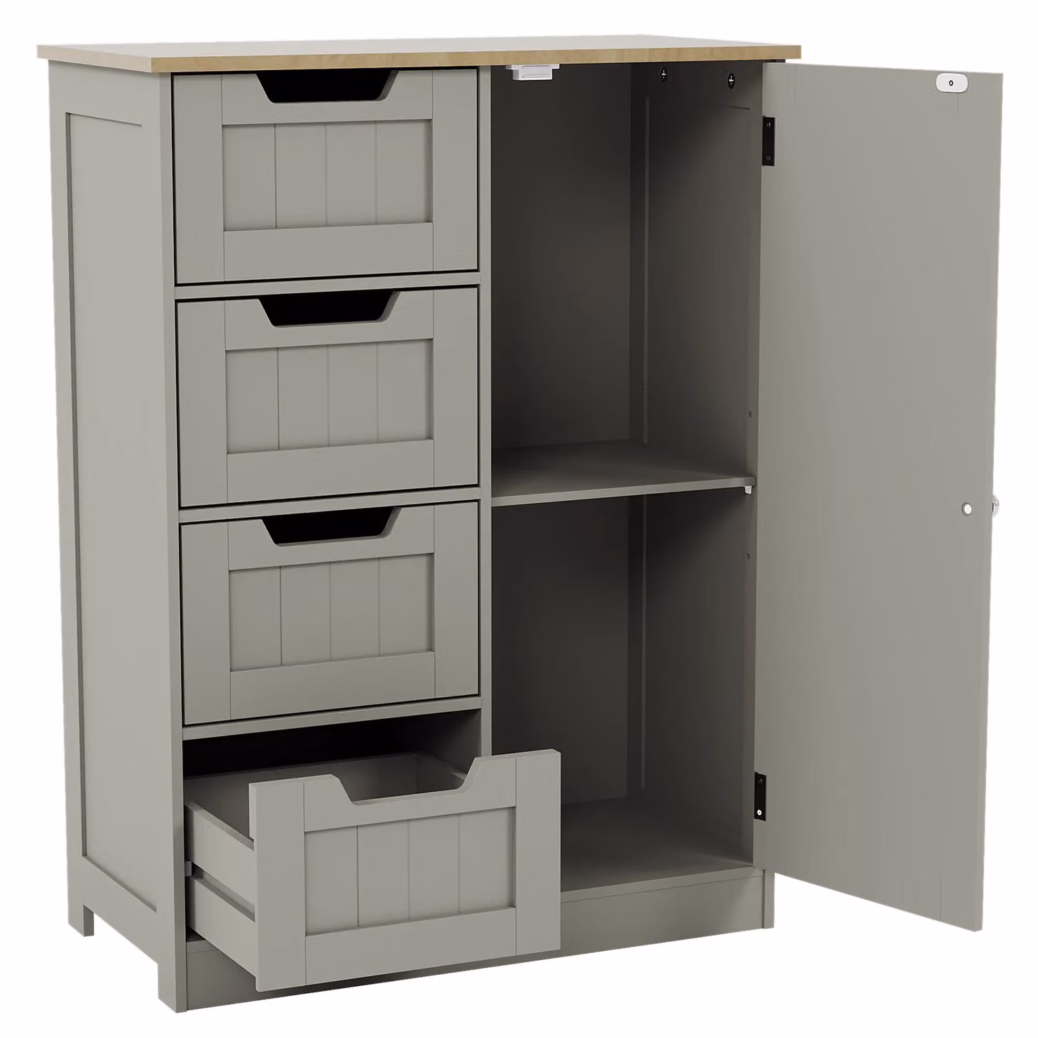 Home Discount Bath Vida Priano Grey Freestanding Bathroom Storage Unit with 4 Drawers and 1 Door, H 81.0 x W 60.0 x D 30.0 cm – 6