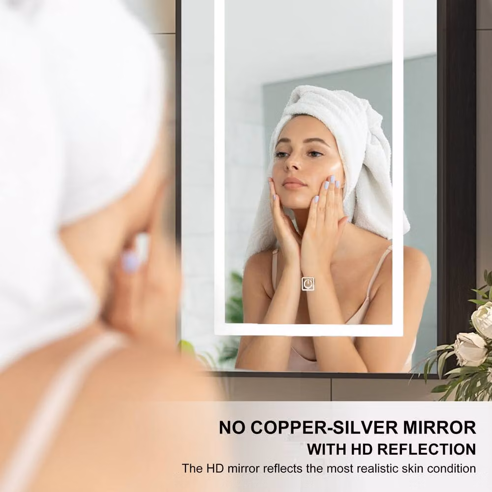 KEEPREAPER Modern Black Bathroom Mirror Cabinet with LED Lighting and Shaver Socket, W/H: 40 x 80 cm – 4