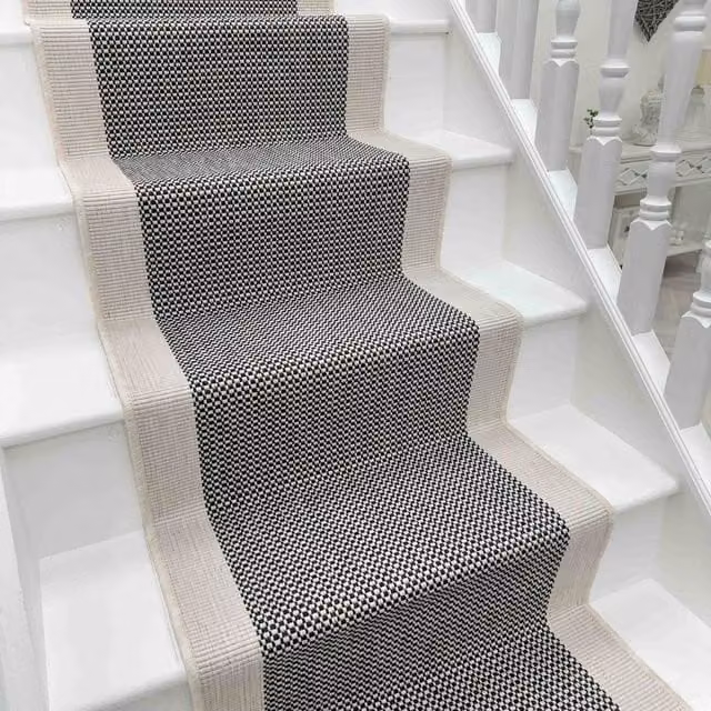 runrug Vichy Reversible and Durable Stair Runner Carpet, Black, W: 70 cm, L: 630 cm