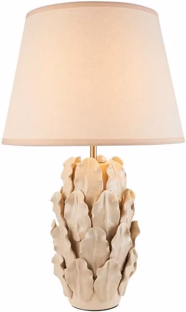Netlighting Layered Leaf Ivory Table Lamp with Fabric Ivy Shade in White and Gold/Brass, Height: 35 cm – 1