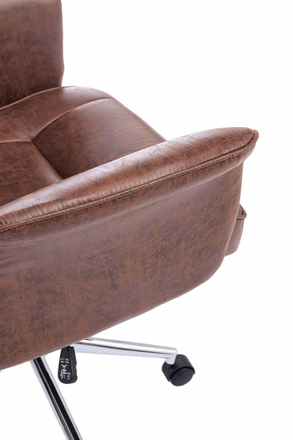 Garden Sanctuary Mid-Century Retro-style Office Task Chair with Armrests and Castors in Brown Synthetic Leather – 2