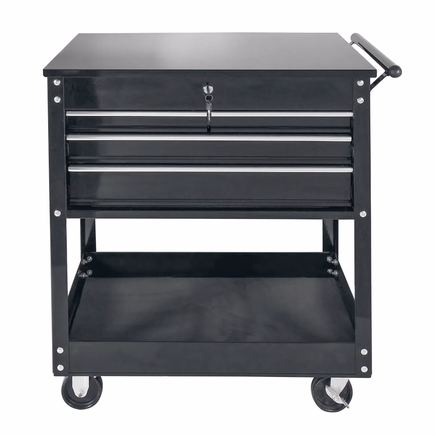 Phoenix Safe Company TC3316BK Portable Multifunctional Tool Cart with 3 Drawers and 1 Lockable Compartment, Black – 4