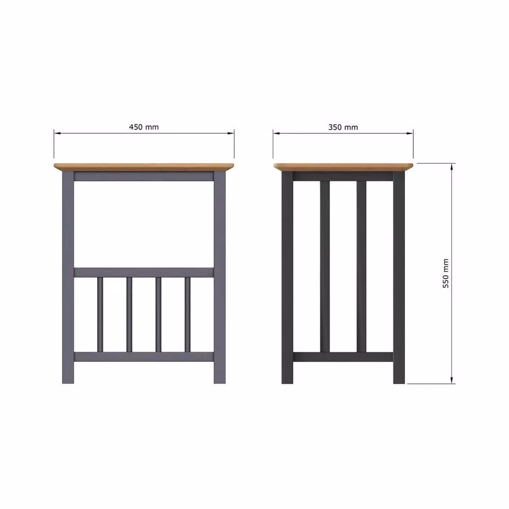 VOGREX Graphite Blue Oak Veneer Side Storage Table in Dark Blue – 2