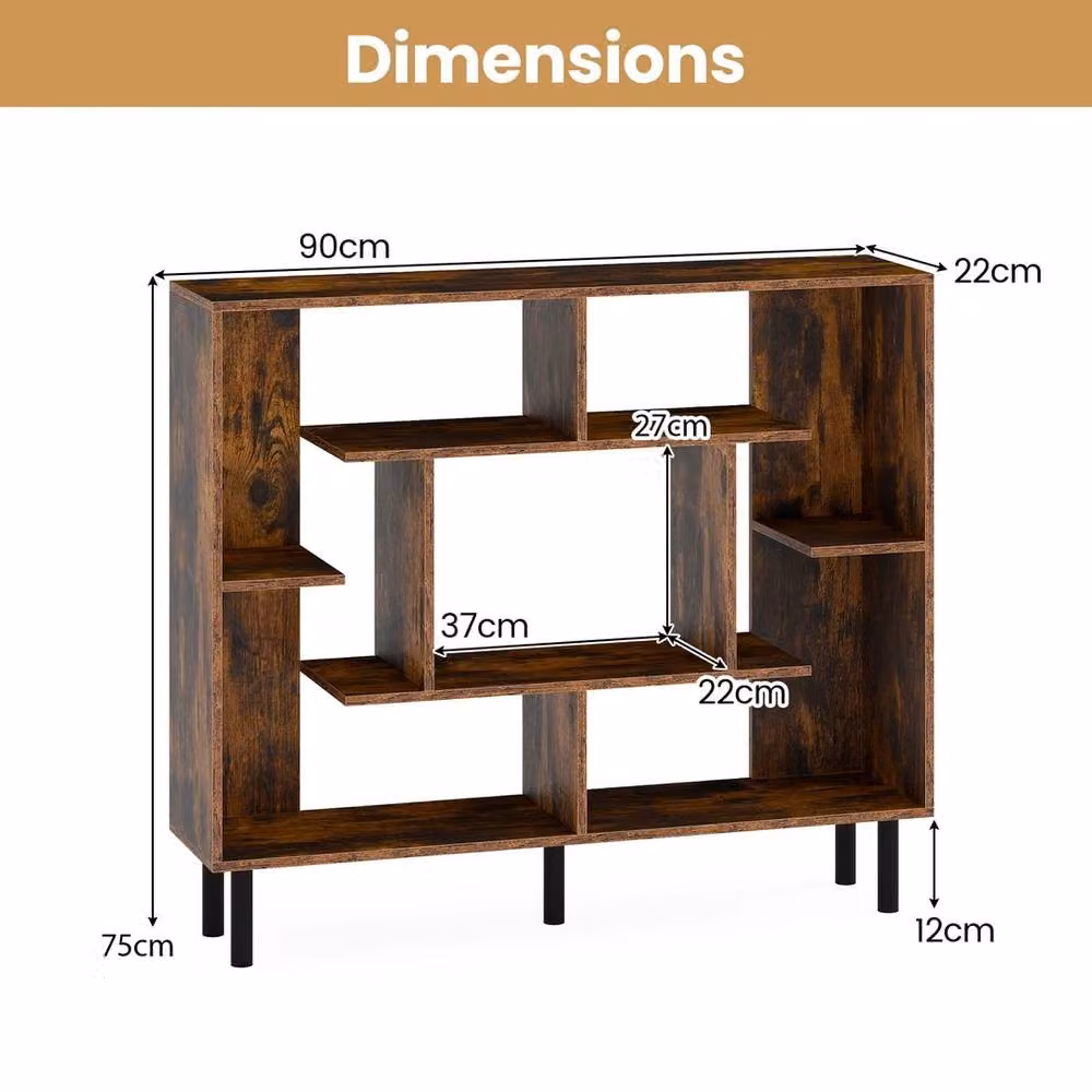VOGREX Brown Industrial Wood Freestanding Display Storage Shelf – 2