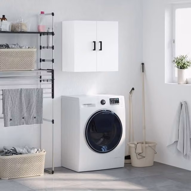 Berkfield Home Modern White Wall Mounted Cabinet with Hinged Doors and Internal Shelves, W/D/H: 60 x 31 x 60 cm – 1