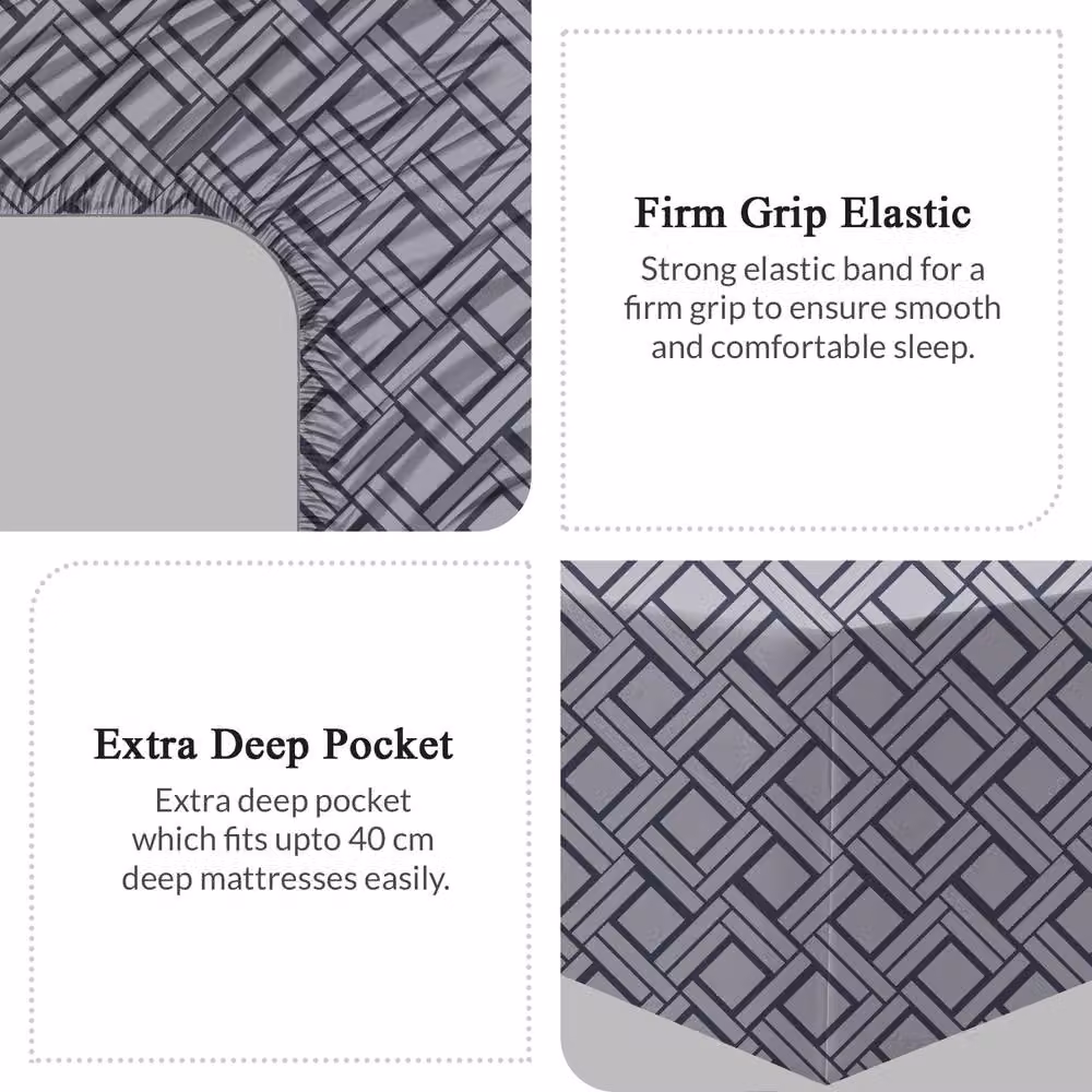 Grace Luxury Microfibre Extra Deep Pocket Fitted Sheet in Charcoal, King Size (180 x 200 cm, Depth: 40 cm) – 3