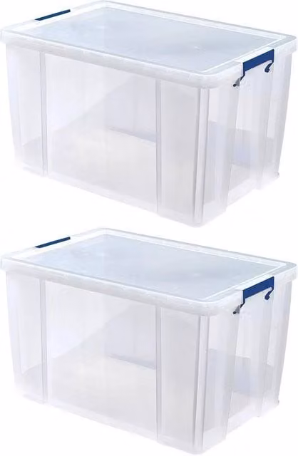 SPETLEK 2 Pack Large Capacity Plastic Storage Boxes with Sealed Lids, Clear – 1