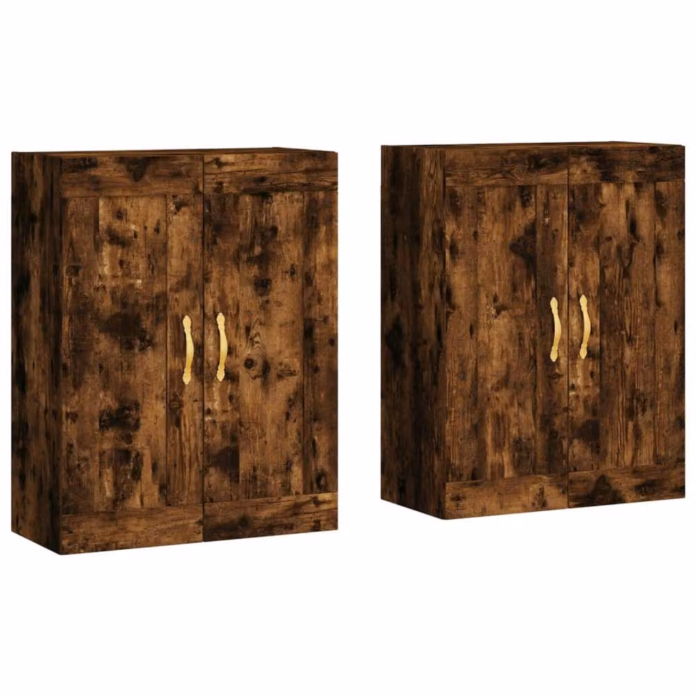 Berkfield Home Set of 2 Wall Mounted Cabinets in Smoked Oak Brown, W/D/H: 90 x 34 x 69.5 cm – 2