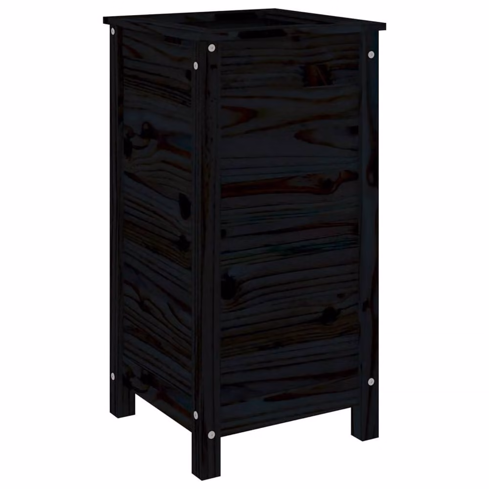 Berkfield Home Beautiful Garden Planter in Black Solid Wood, W/D/H: 40 x 40 x 78 cm – 3