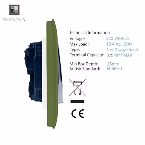 Trendi 4 Gang 10 Amp Rocker Light Switch in Moss Green – 3