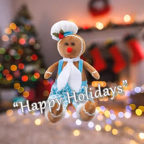 VFM e-Store Christmas Sitting Gingerbread Tabletop Decoration, Blue and Multicolour, H 52 cm x W 22 cm x D 22 cm – 3