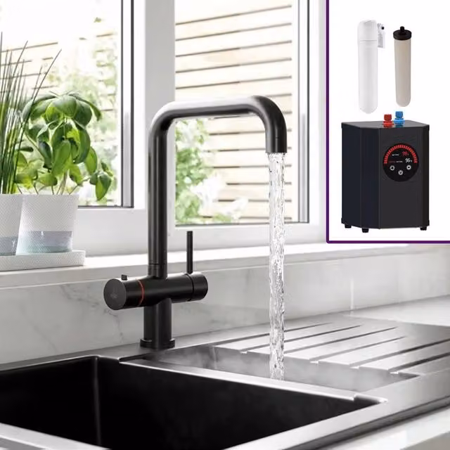 Nes Home 3 in 1 Single Lever Boiling Water Kitchen Tap Set in Matte Black – 1