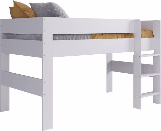 Kidsaw Mid Height Childrens Mid Sleeper Bed Frame in White and Grey, W/D/H: 190 x 90 x 113.5 cm – 2