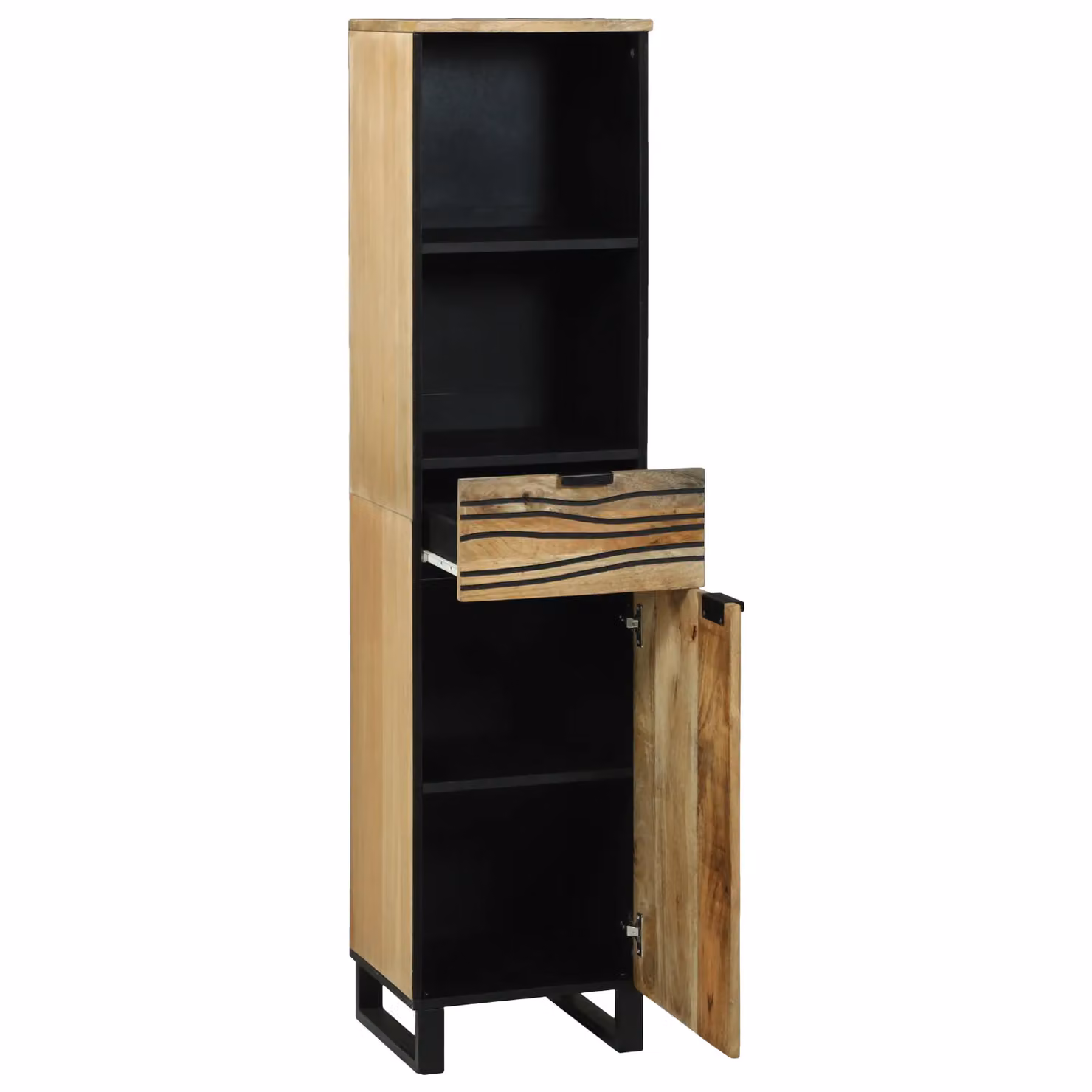 Berkfield Home Solid Mango Wood Bathroom Cabinet in Beige, W/D/H: 38 x 33.5 x 160 cm – 2