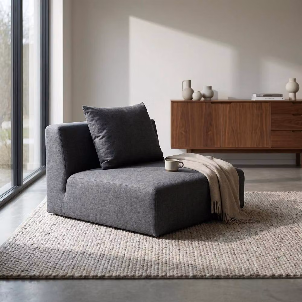 Abakus Direct Tokyo Single Seat Lounge Chair in Anthracite Grey Brushed Tweed Fabric – 2