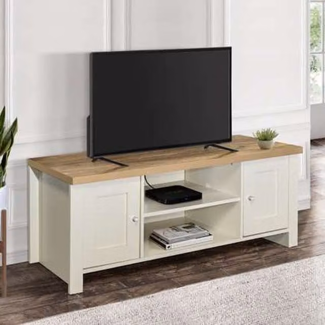 Birlea Modern Oak and Cream Wood TV Unit