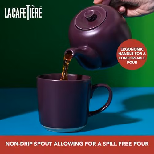 La Cafetiere Ceramic Stoneware Teapot, Purple, 1.2 l – 3
