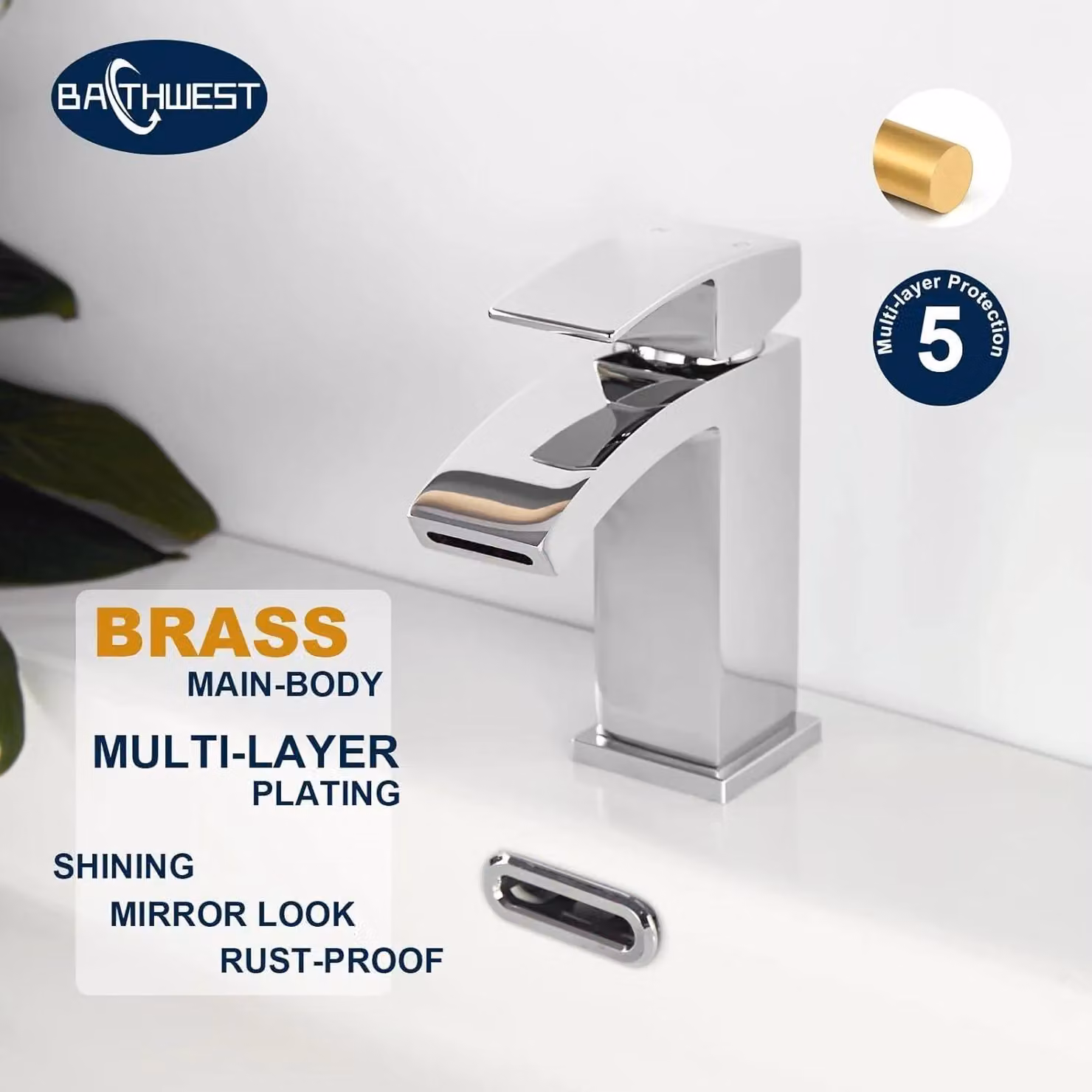 BATHWEST Single Lever Bathroom Basin Mixer Tap with Pop Up Waste in Silver Chrome – 3