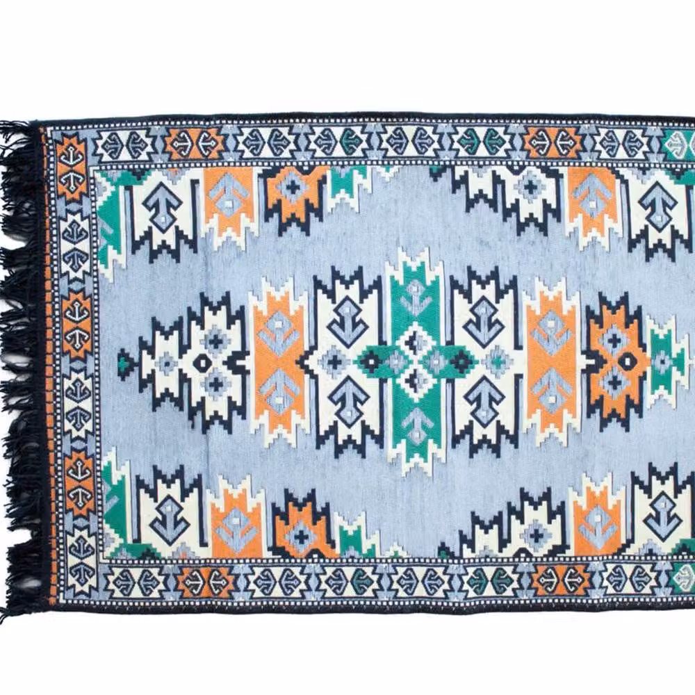 KDMD Blue Ethnic Kilim Rug, Flat Weave Rectangular Rug, W: 125 cm, D: 80 cm – 2