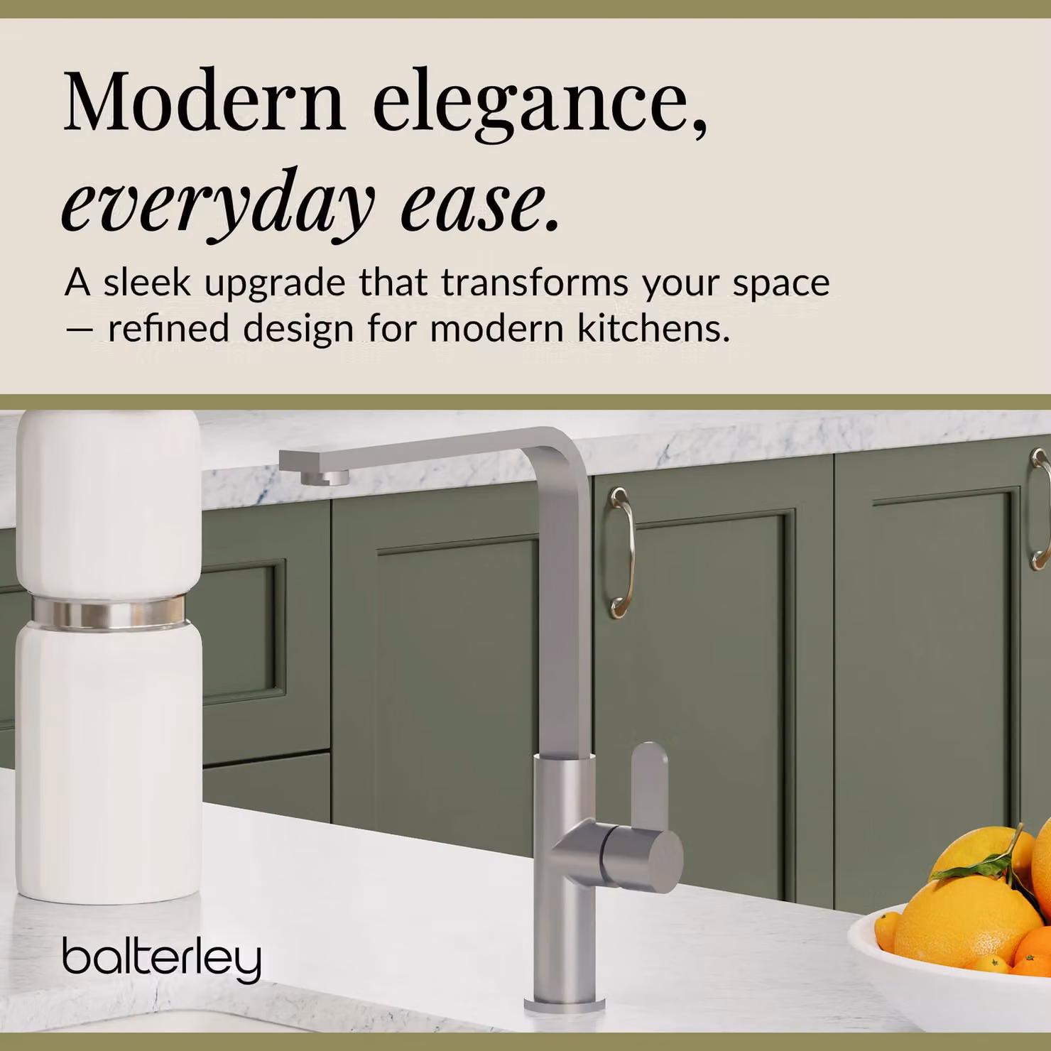 Balterley Chara Single Lever Kitchen Mixer Tap in Brushed Nickel with Swivel Spout, W/D/H: 24.6 x 30.2 x 32.0 cm – 4