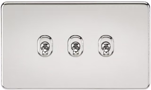 Knightsbridge Screwless 10AX 3G 2-Way Toggle Switch in Polished Chrome SF3TOGPC