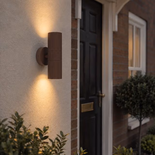 Eglo TOMELLOSO Modern Brown Outdoor Wall Light with Transparent Glass and Aluminium Finish – 1
