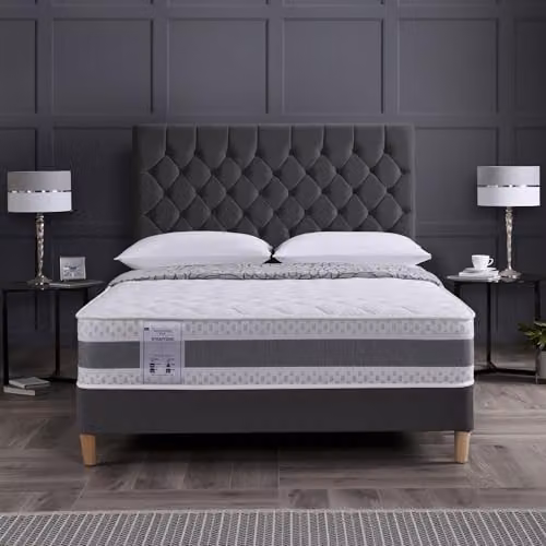 RestRelax Sleep Stratford Hybrid Memory Coil Quilted Mattress, Grey and White, W/D/H: 180 x 200 x 25 cm – 2