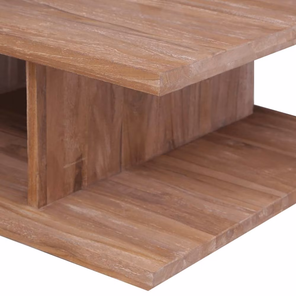 Berkfield Home Solid Teak Wood Coffee Table in Brown, W/D/H: 70 x 70 x 30 cm – 3