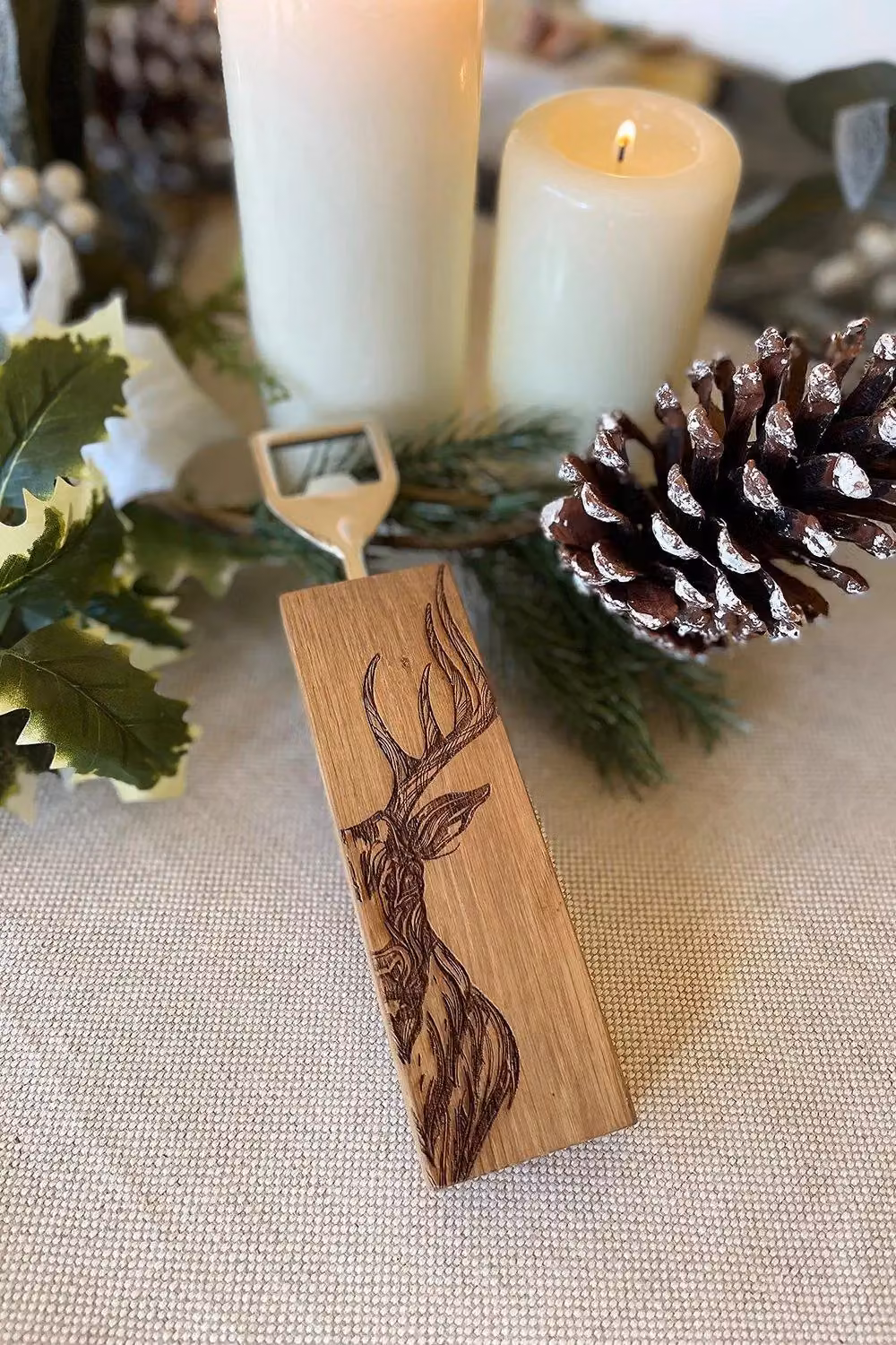 Selbrae House Rectangular Oak Bottle Opener in Brown and Beige – 3