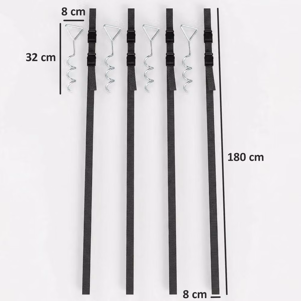 SPORTNOW 4-Piece Galvanised Steel Trampoline Anchor Kit in Silver, 32 cm Stakes – 3