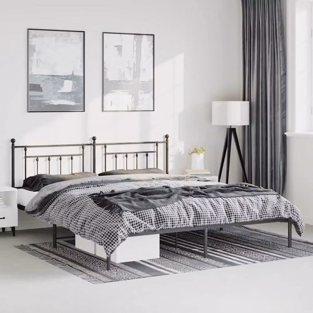 Berkfield Home Metal Bed Frame with Headboard in Black 183 x 213 cm – 2