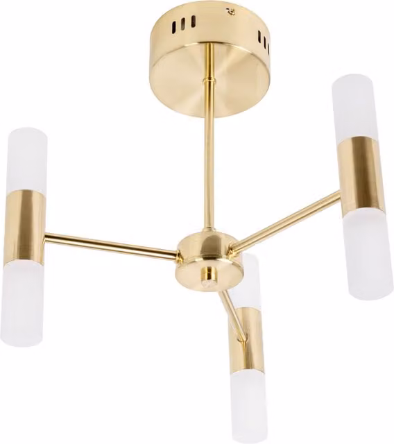 Litecraft Bernie Tube LED Flush Ceiling Light in Brass and Glass