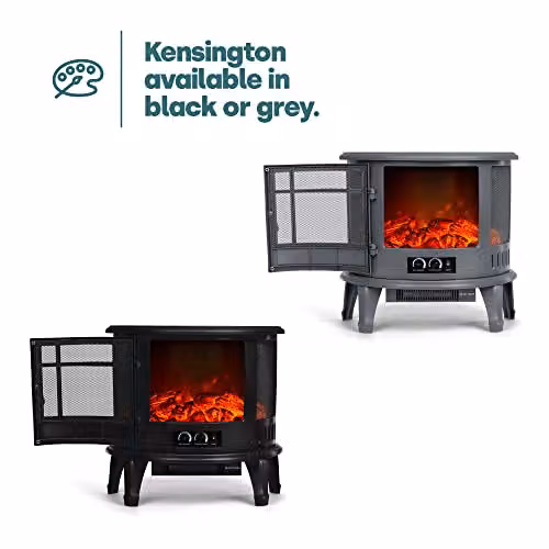 LIVIVO Panoramic Electric Log Fire Effect Heater with 1800W Heat Power and LED Lighting, Black – 7