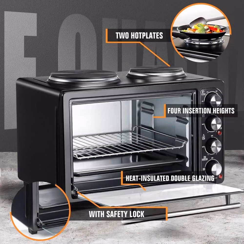 NESTLUNE OYAJIA 36L Mini Oven with Dual Hotplates and Grill, Black – 4