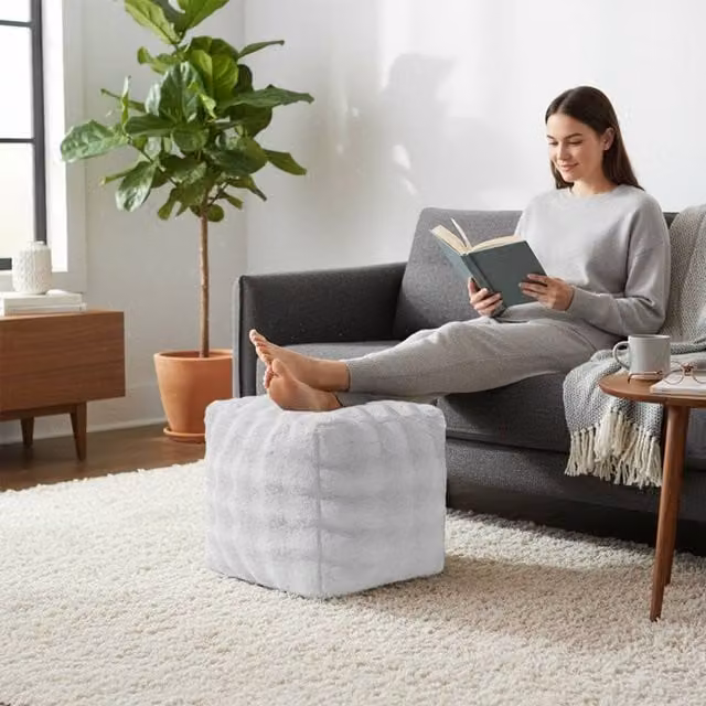 Sweet Dreams Alpine Bubble Faux Fur Bean Bag in White, W/D/H: 43 x 43 x 43 cm – 1