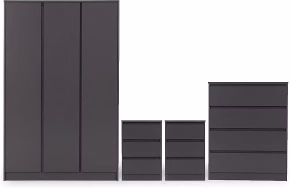 Seconique Malvern 4 Piece Large Bedroom Furniture Package in Grey