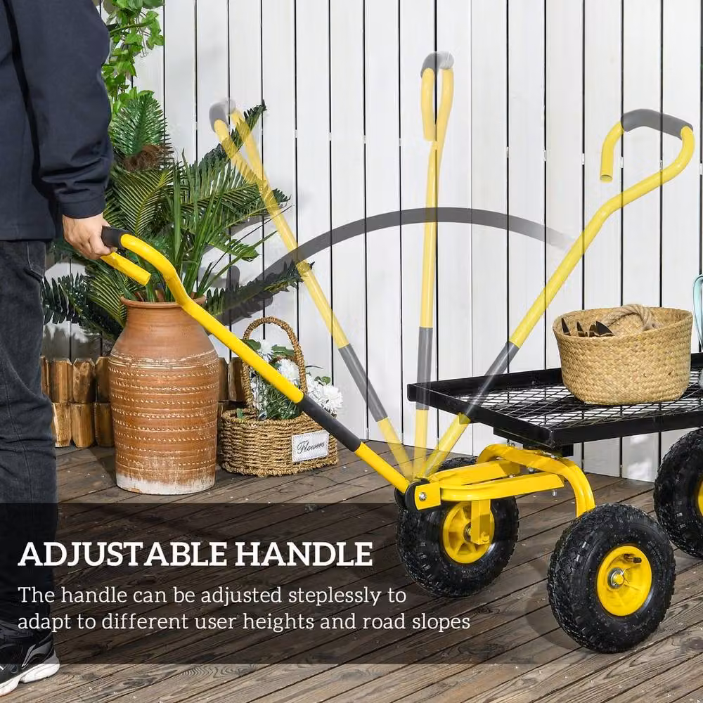 KORVIXA Yellow Garden Trolley Cart with 10 inch Pneumatic Rubber Wheels – 2